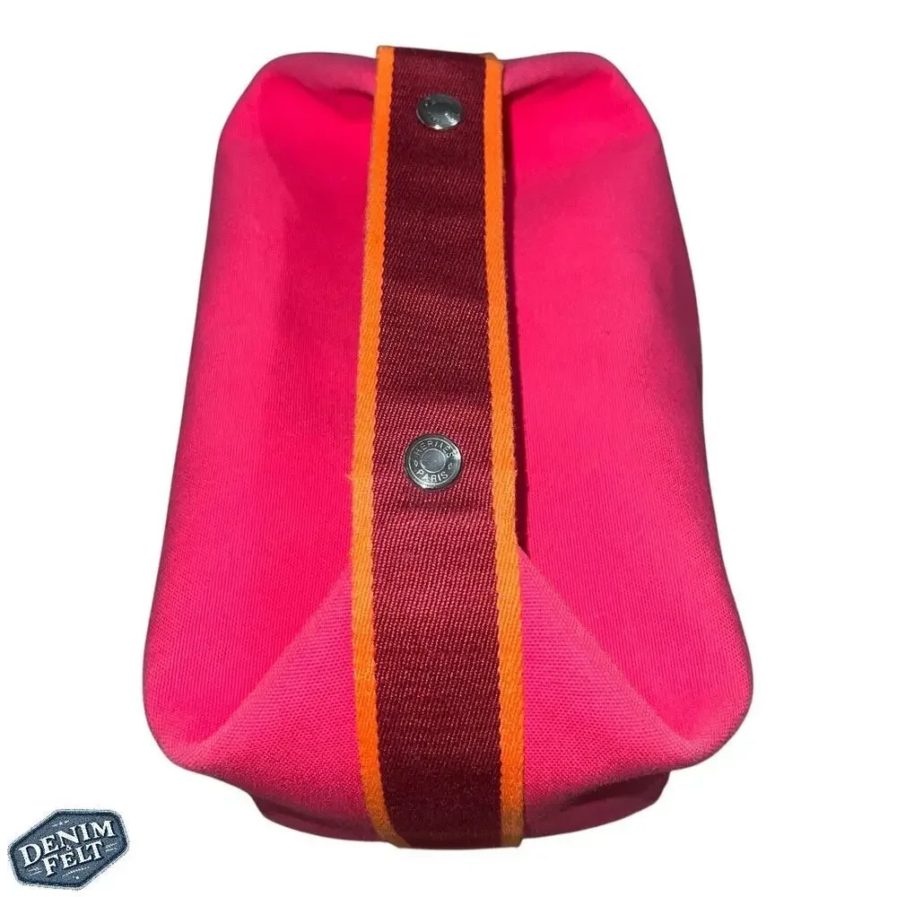 Hermès Hibiscus Pink Canvas Toile Bride-A-Brac Small‎ Travel Case/Vanity Bag
